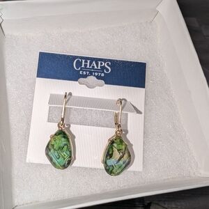 Dangle earrings with blue green stone